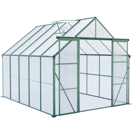 8x10FT Double Door Polycarbonate Greenhouse Raised Base And Anchor Aluminum Heavy Duty Walk-in Greenhouses For Outdoor Backyard In All Season